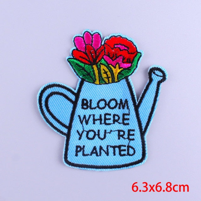 Watering Pot 'Bloom Where You're Planted' Embroidered Patch