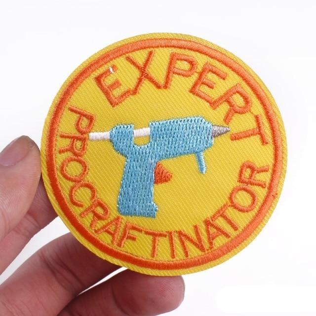 Cute Glue Gun 'Expert Procraftinator' Embroidered Patch