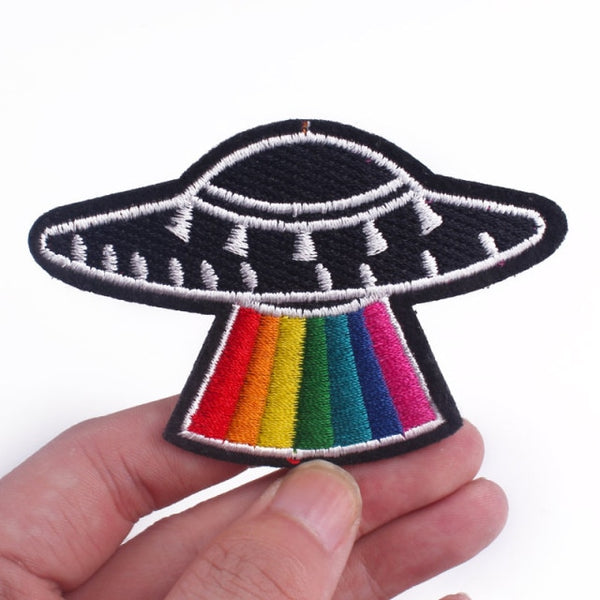 UFO Rainbow Light Embroidered Patch