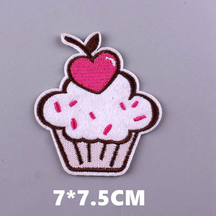 Cute 'Cherry Cupcake' Embroidered Patch
