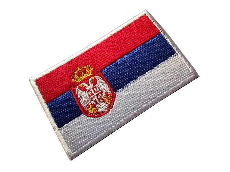 Serbia Flag Embroidered Velcro Patch