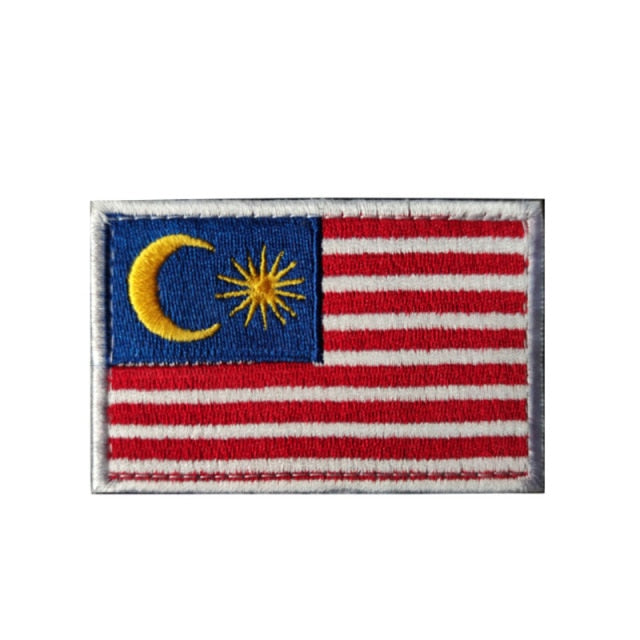 Malaysia Flag Embroidered Velcro Patch