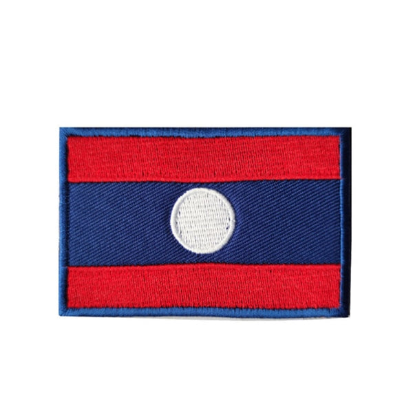 Laos Flag Embroidered Velcro Patch