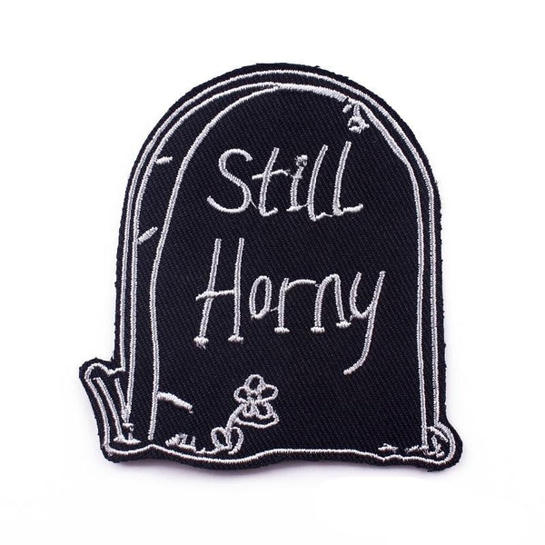 Funny 'Still Horny Tombstone' Embroidered Patch