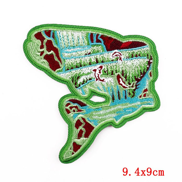 Travel 'Waterfalls | Shark Shaped' Embroidered Patch