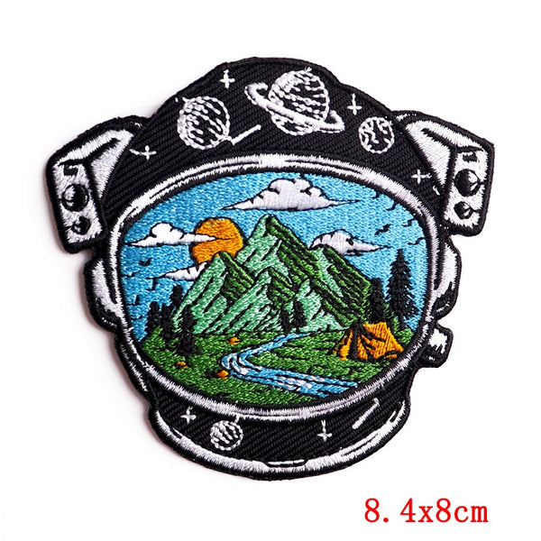 Travel 'Camping | Astronaut Helmet' Embroidered Patch