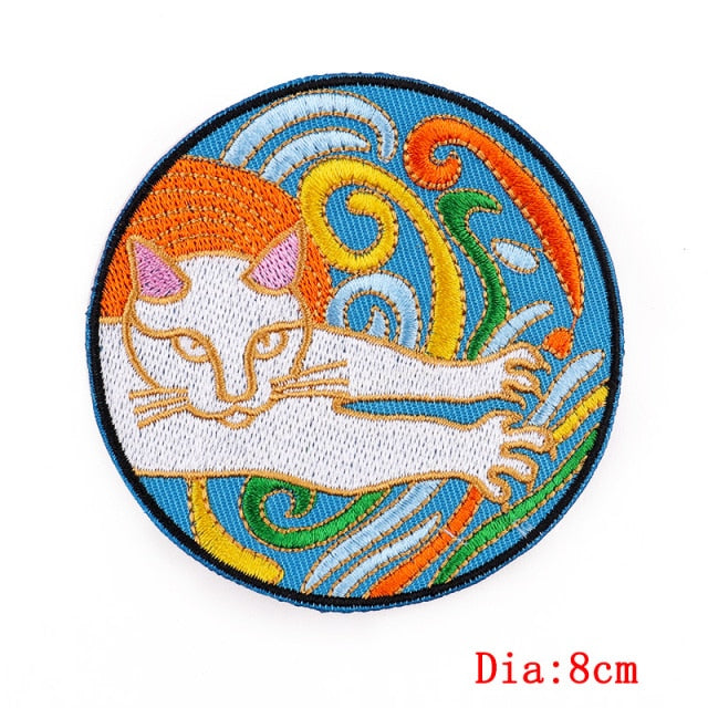 Cat 'Round Vibes' Embroidered Patch