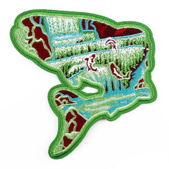 Travel 'Waterfalls | Shark Shaped' Embroidered Patch