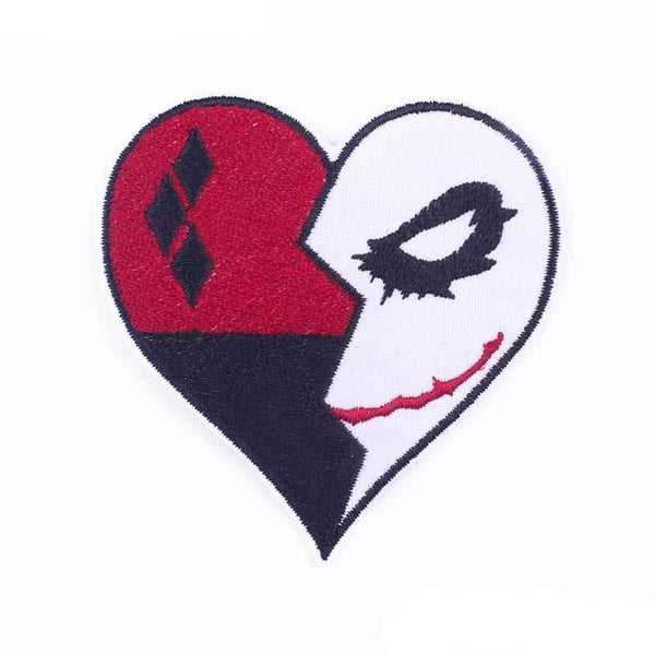 Harley Quinn And Joker Heart Embroidered Patch