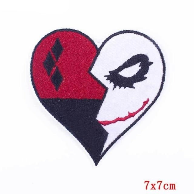 Harley Quinn And Joker Heart Embroidered Patch