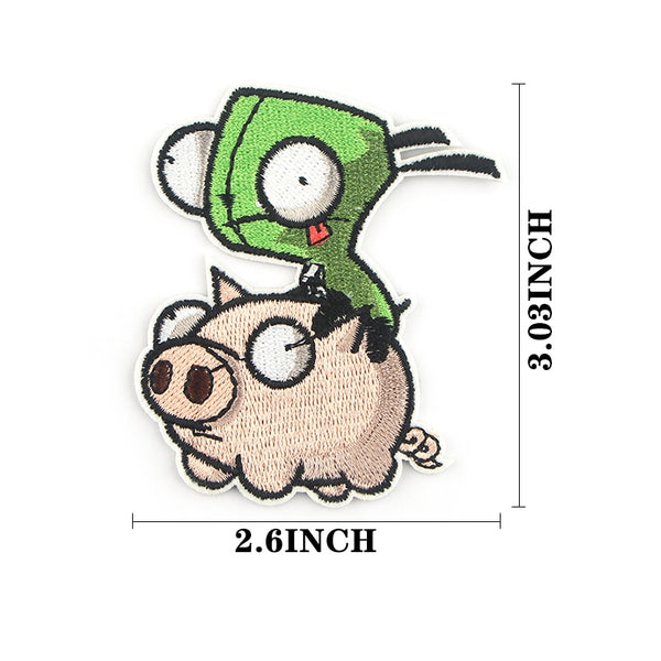 Invader Zim 'Gir on Pig' Embroidered Patch