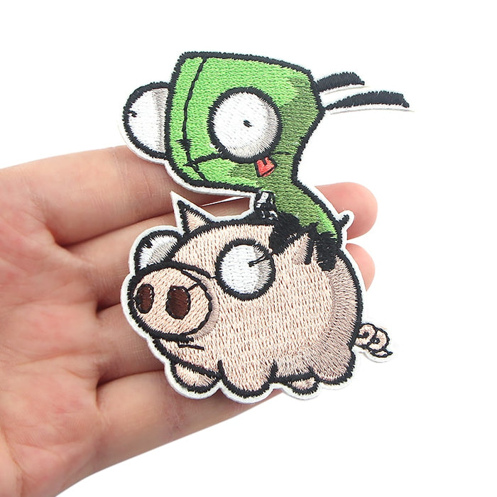 Invader Zim 'Gir on Pig' Embroidered Patch