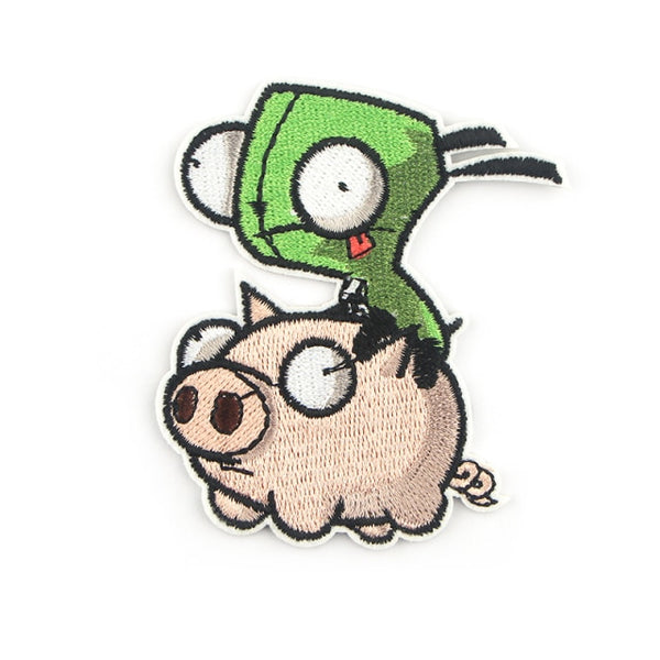 Invader Zim 'Gir on Pig' Embroidered Patch