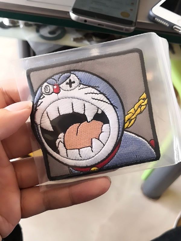 Doraemon 'Unhinged' Embroidered Velcro Patch