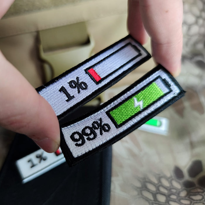 Battery Display Charging 99% Embroidered Velcro Patch