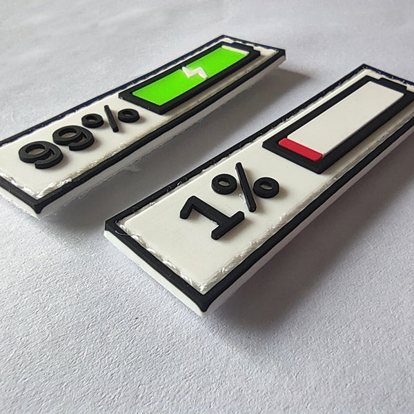 Cute Battery Display 'Remaining 1%' PVC Rubber Velcro Patch