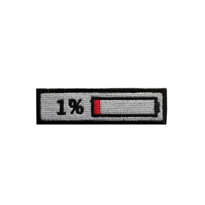 Cute Battery Display Remaining 1% Embroidered Velcro Patch