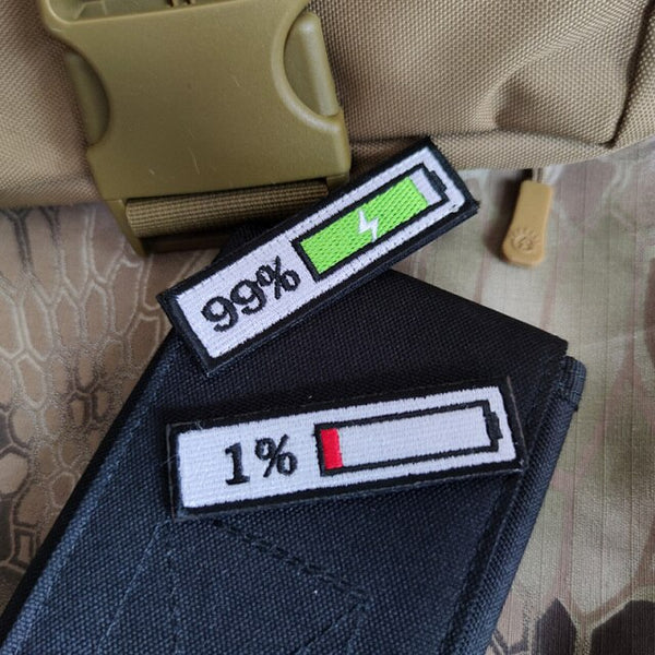 Battery Display Charging 99% Embroidered Velcro Patch