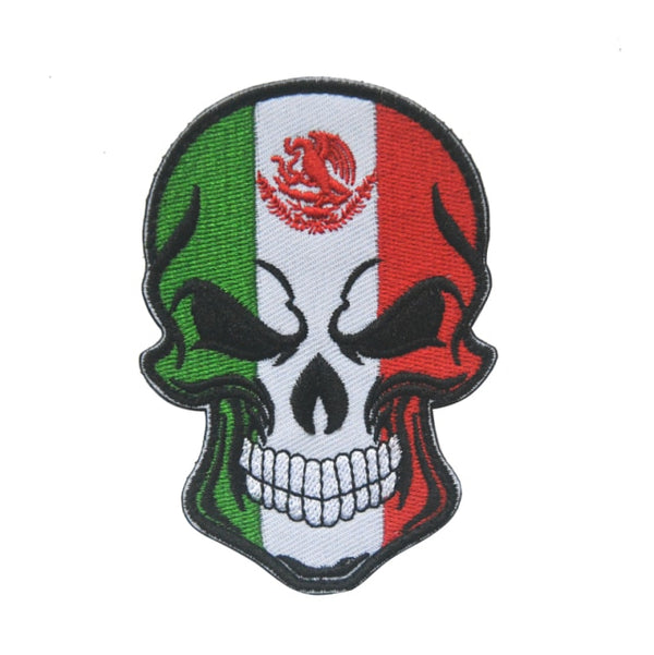 Mexico Skull Flag Embroidered Velcro Patch