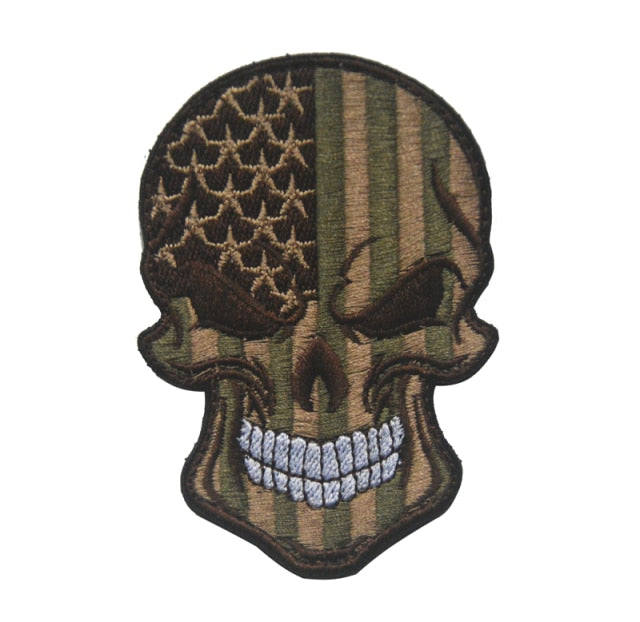 American Flag 'Monochrome | Camouflage' Skull Flag Embroidered Velcro Patch