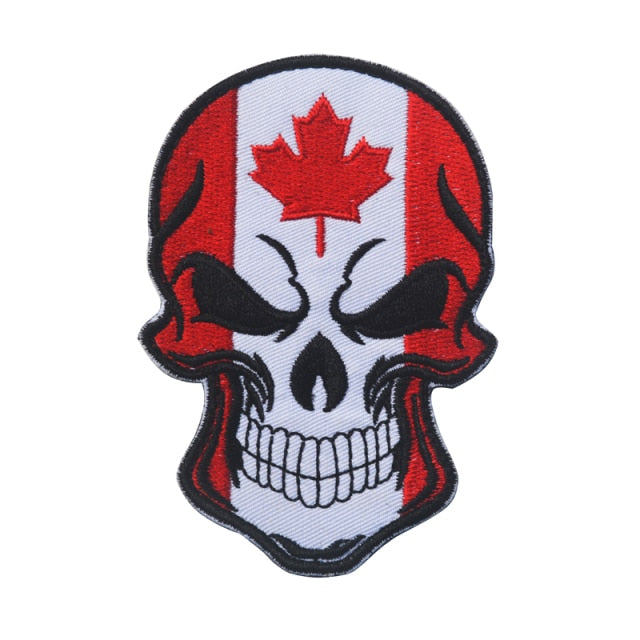 Canada Skull Flag Embroidered Velcro Patch