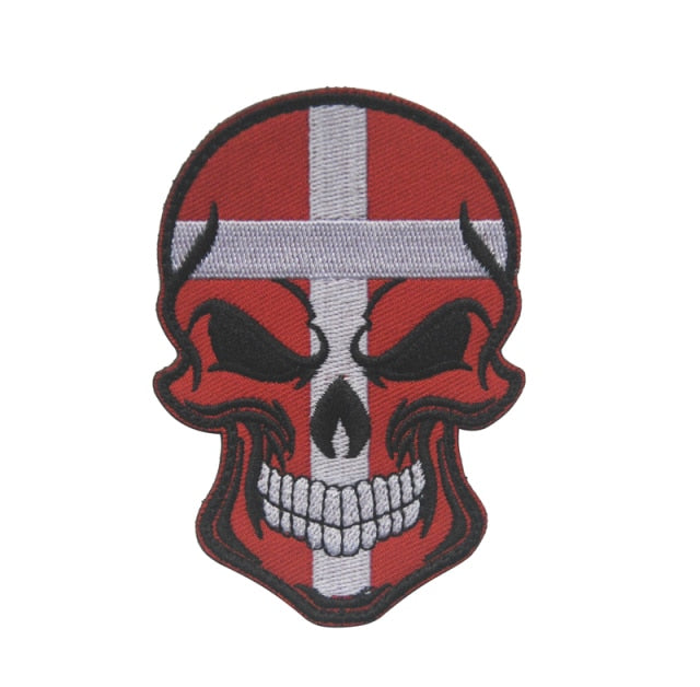 Denmark Skull Flag Embroidered Velcro Patch