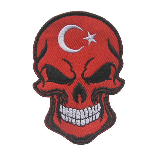 Turkey Skull Flag Embroidered Velcro Patch