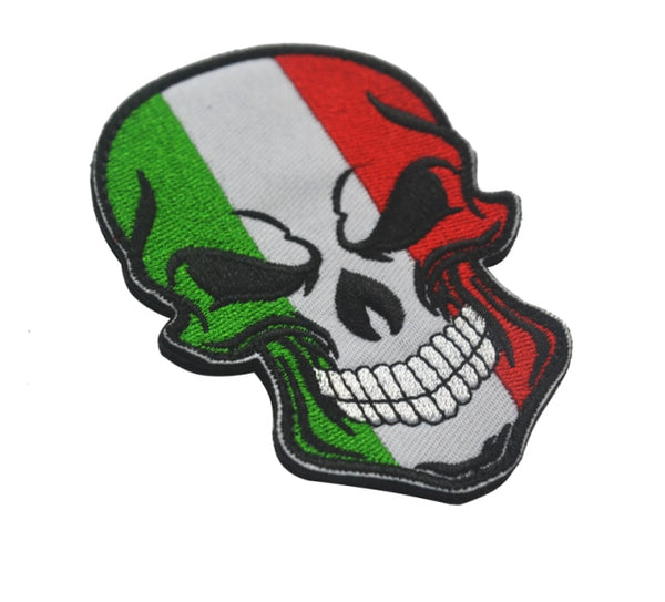 Italy Skull Flag Embroidered Velcro Patch