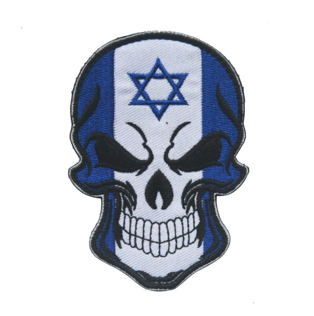 Israel Skull Flag Embroidered Velcro Patch
