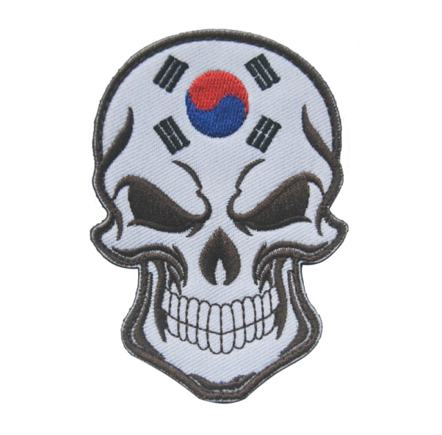 Korea Skull Flag Embroidered Velcro Patch