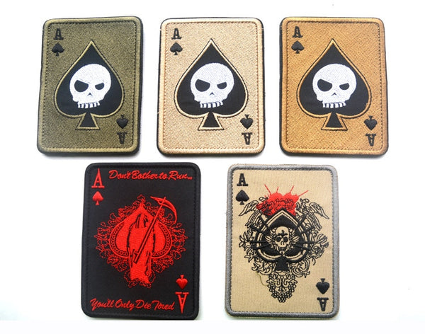 Ace of Spades 'Half Skull' Embroidered Velcro Patch