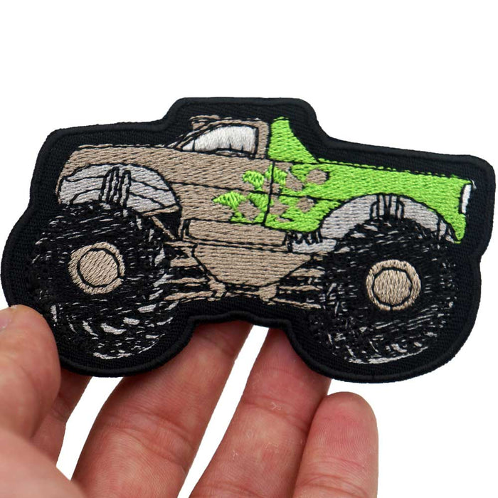 Monster Truck 'Gray & Green' Embroidered Velcro Patch