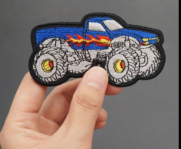 Monster Truck 'Blue | Blazing Fire' Embroidered Velcro Patch