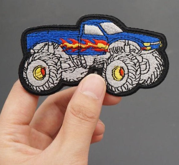 Monster Truck 'Blue | Blazing Fire' Embroidered Patch