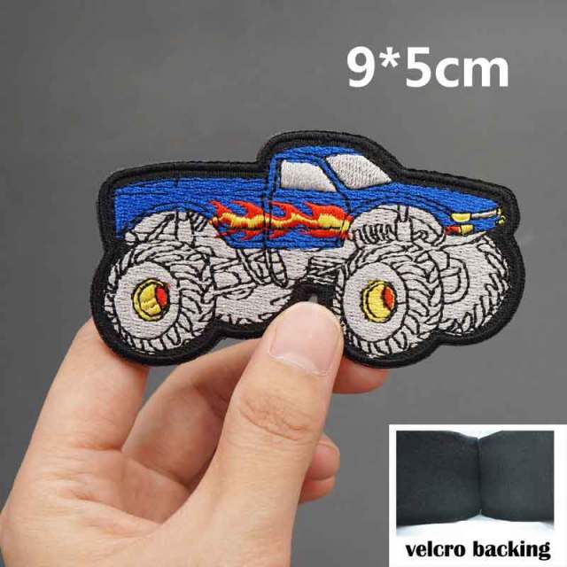 Monster Truck 'Blue | Blazing Fire' Embroidered Velcro Patch