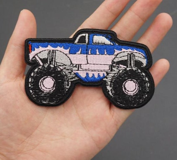 Monster Truck 'Blue & Gray' Embroidered Velcro Patch