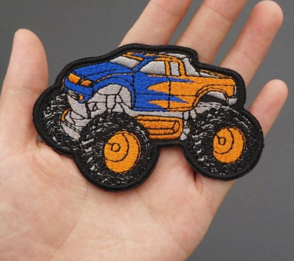 Monster Truck 'Blue & Orange' Embroidered Velcro Patch