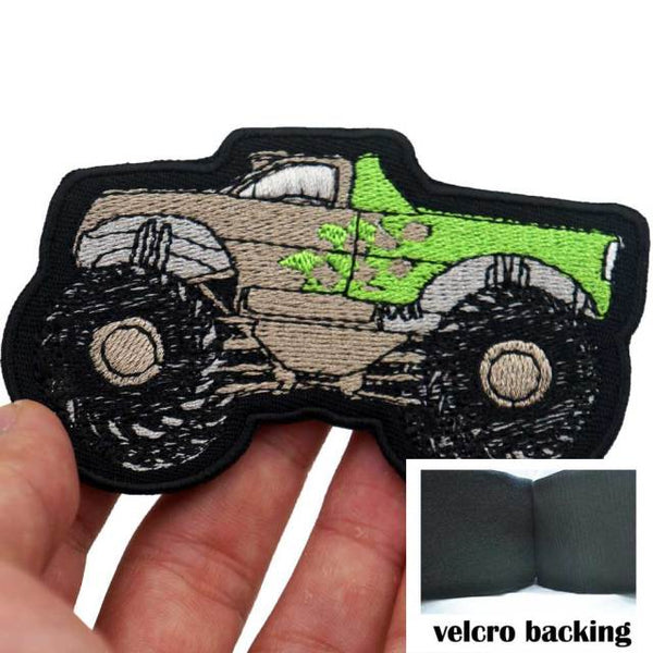 Monster Truck 'Gray & Green' Embroidered Velcro Patch