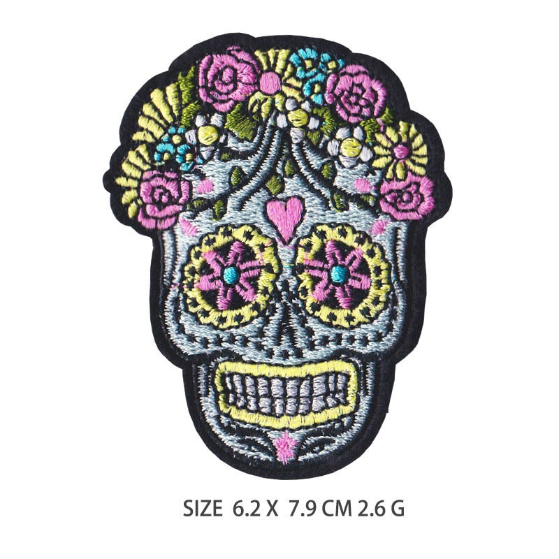 Sugar Skull Embroidered Patch