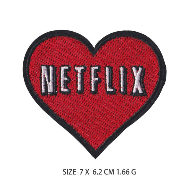 Cute Heart 'Netflix' Embroidered Patch