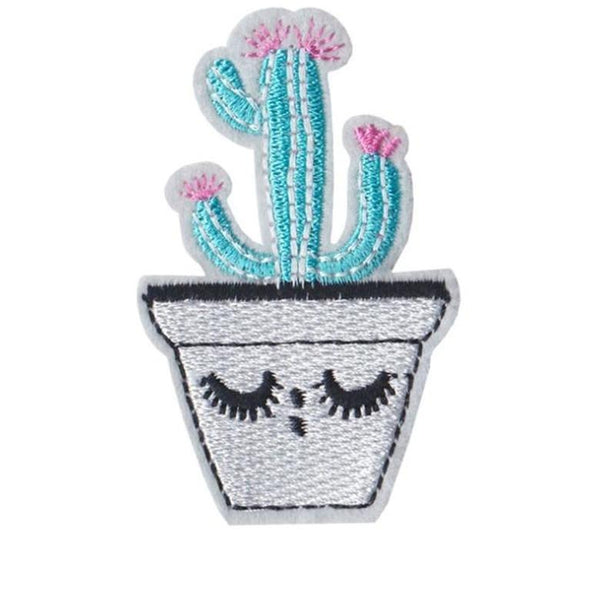 Cute Cactus On Sleeping Pot Embroidered Patch