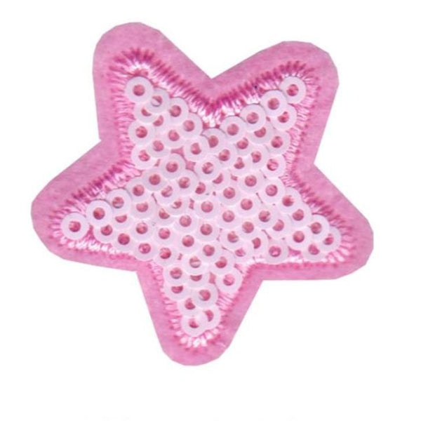 Sequined Pink Star Embroidered Patch