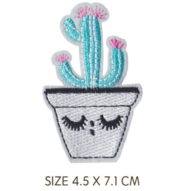 Cute Cactus On Sleeping Pot Embroidered Patch