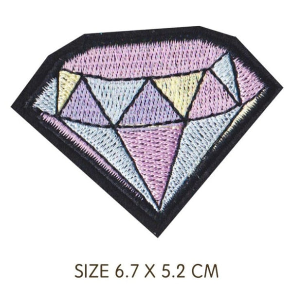 Pastel Colored Diamond 'Black Trim' Embroidered Patch