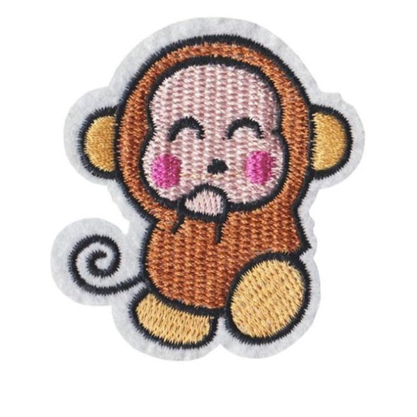 Cute Monkey 'Giggling' Embroidered Patch