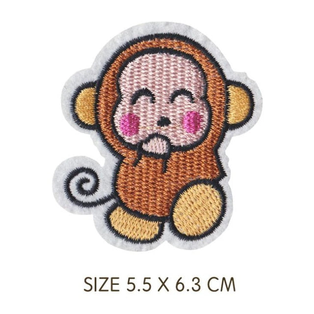 Cute Monkey 'Giggling' Embroidered Patch