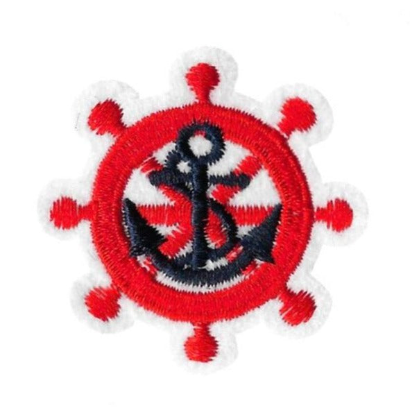 Anchor And Red Ship Wheel Embroidered Patch