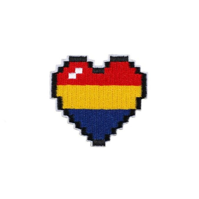 Cute Heart 'Tri Color | Pixel' Embroidered Patch
