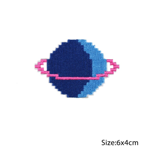 Pixel Ringed Planet Embroidered Patch