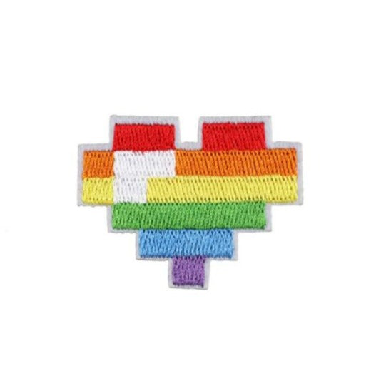 Cute Rainbow Heart Pixel Embroidered Patch